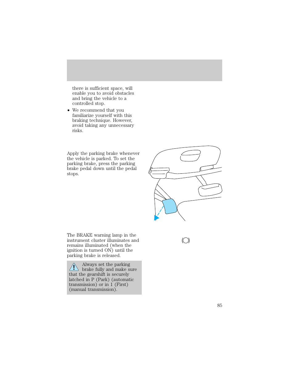 Driving, Brake | FORD 1998 F-150 User Manual | Page 85 / 219