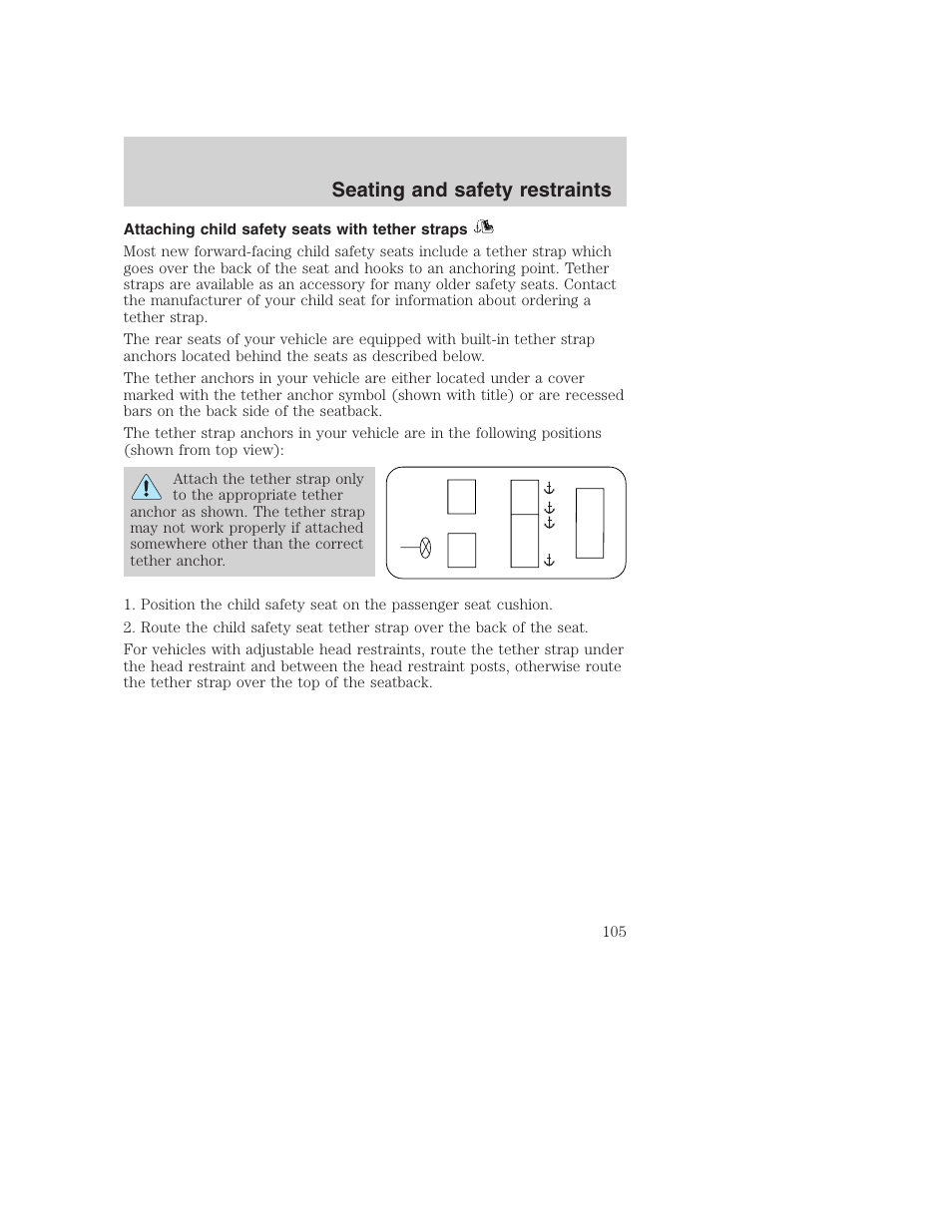 Seating and safety restraints | FORD 2000 Excursion User Manual | Page 105 / 232