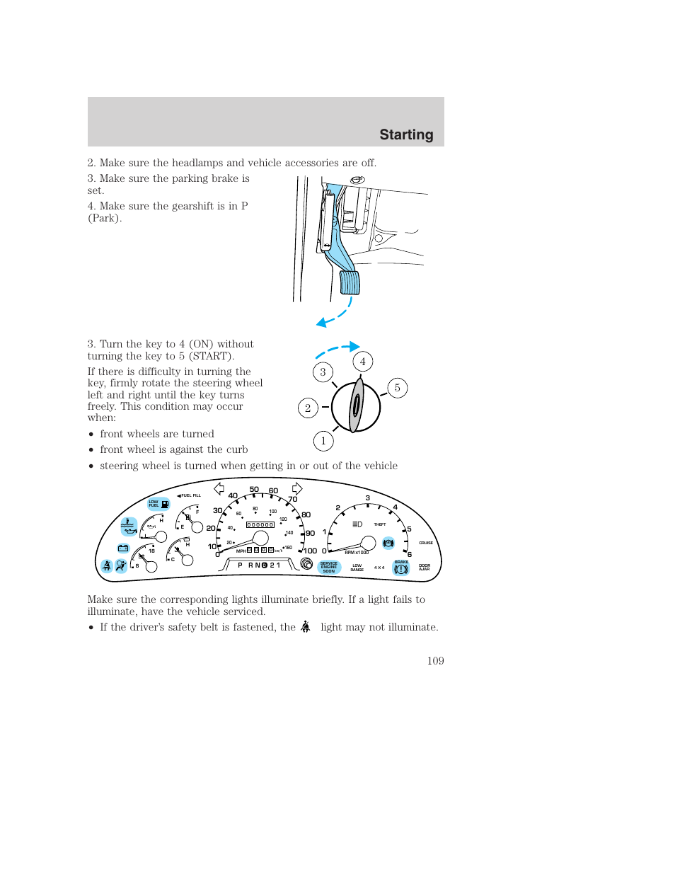 Starting | FORD 2000 Excursion User Manual | Page 109 / 232