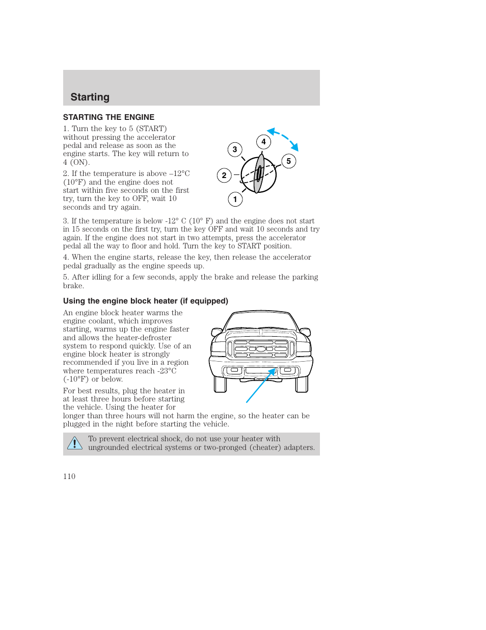 Starting | FORD 2000 Excursion User Manual | Page 110 / 232