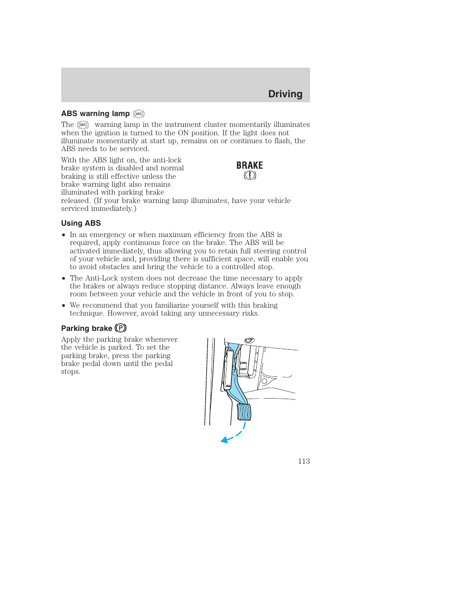 Driving | FORD 2000 Excursion User Manual | Page 113 / 232