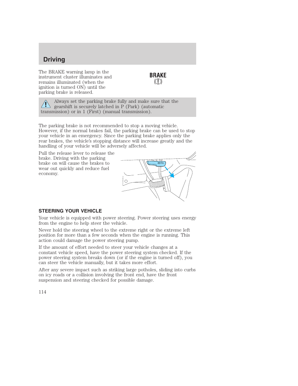 Driving | FORD 2000 Excursion User Manual | Page 114 / 232