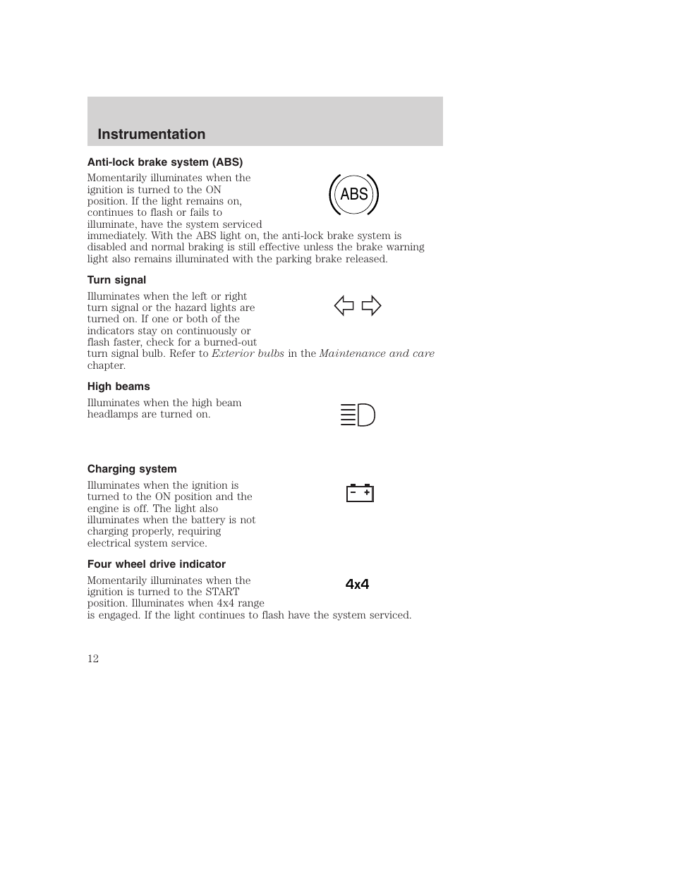 Instrumentation | FORD 2000 Excursion User Manual | Page 12 / 232