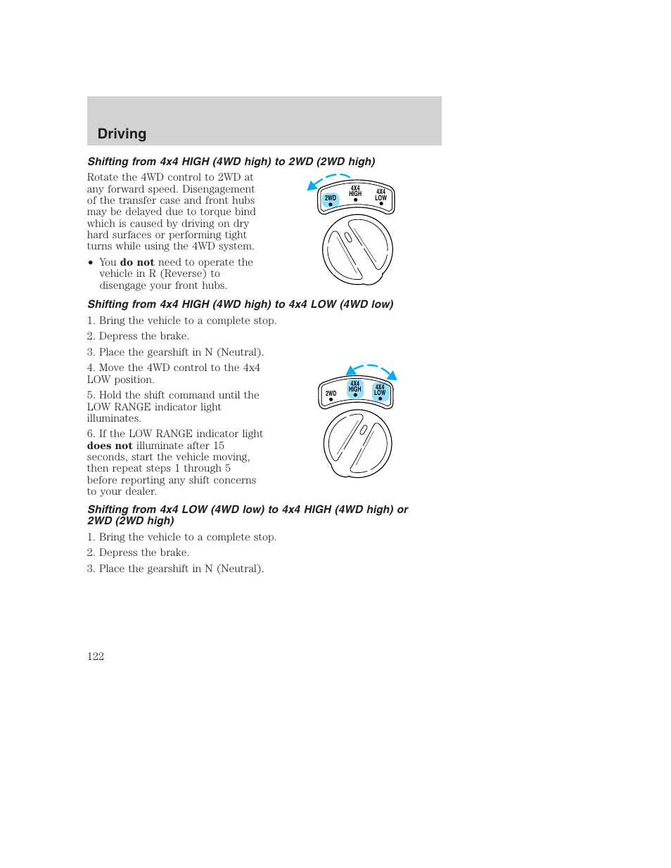 Driving | FORD 2000 Excursion User Manual | Page 122 / 232