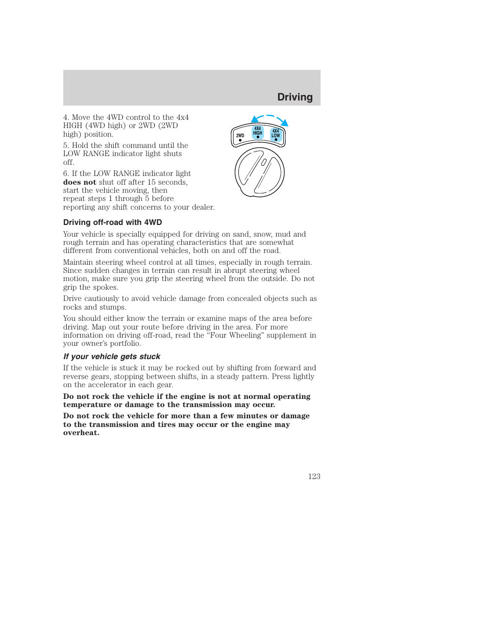 Driving | FORD 2000 Excursion User Manual | Page 123 / 232