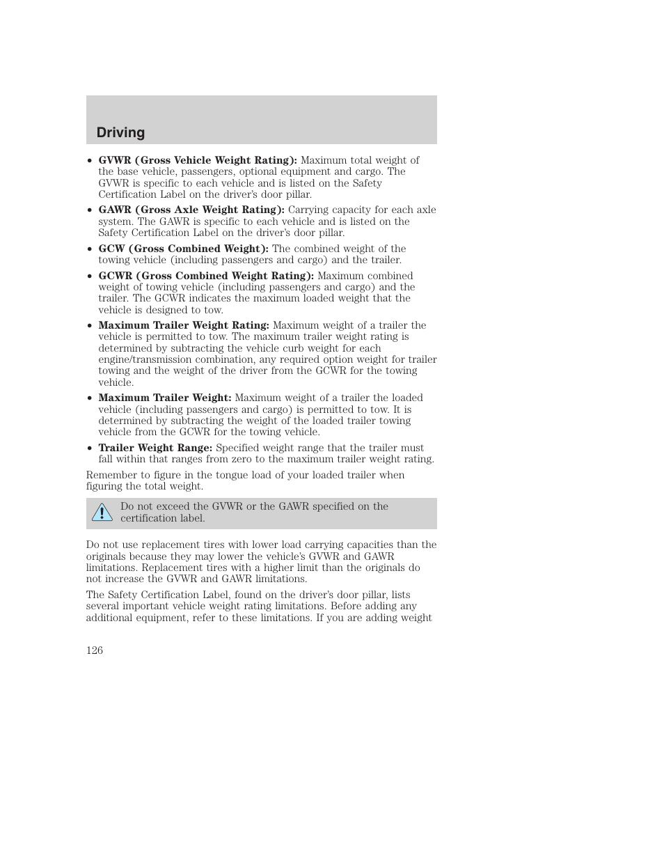 Driving | FORD 2000 Excursion User Manual | Page 126 / 232