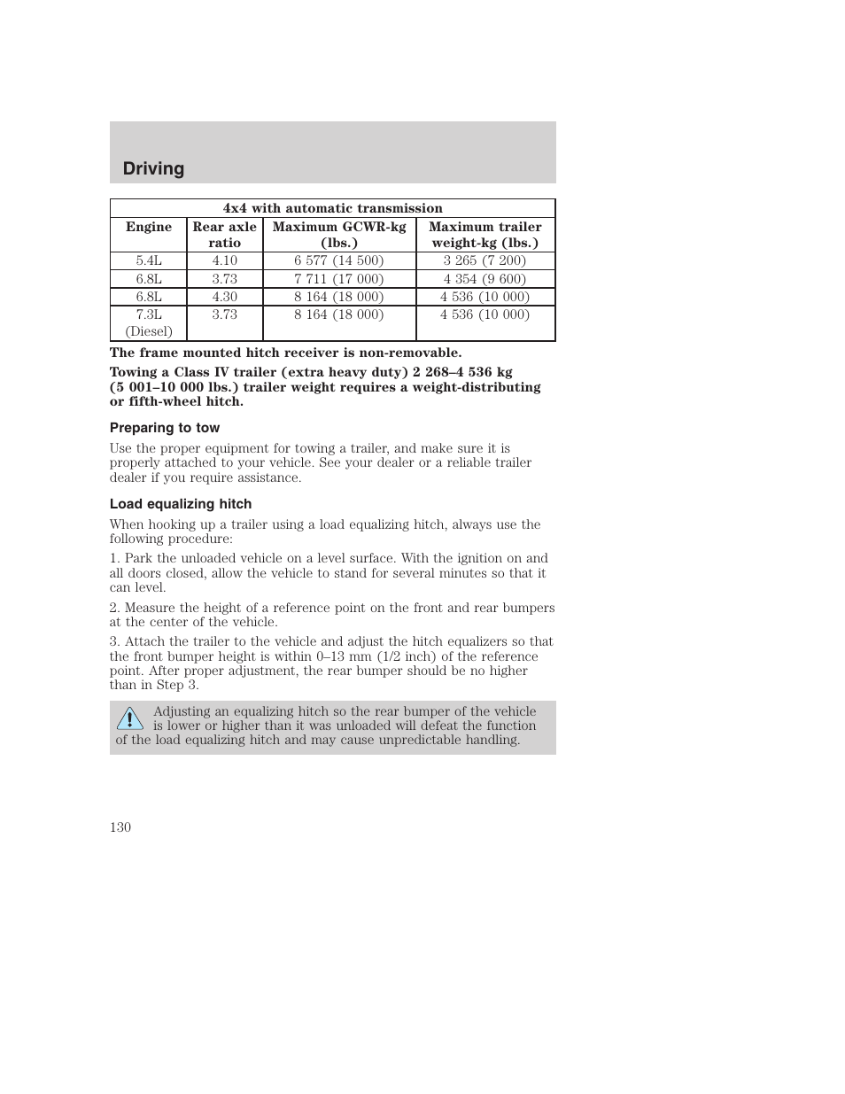 Driving | FORD 2000 Excursion User Manual | Page 130 / 232