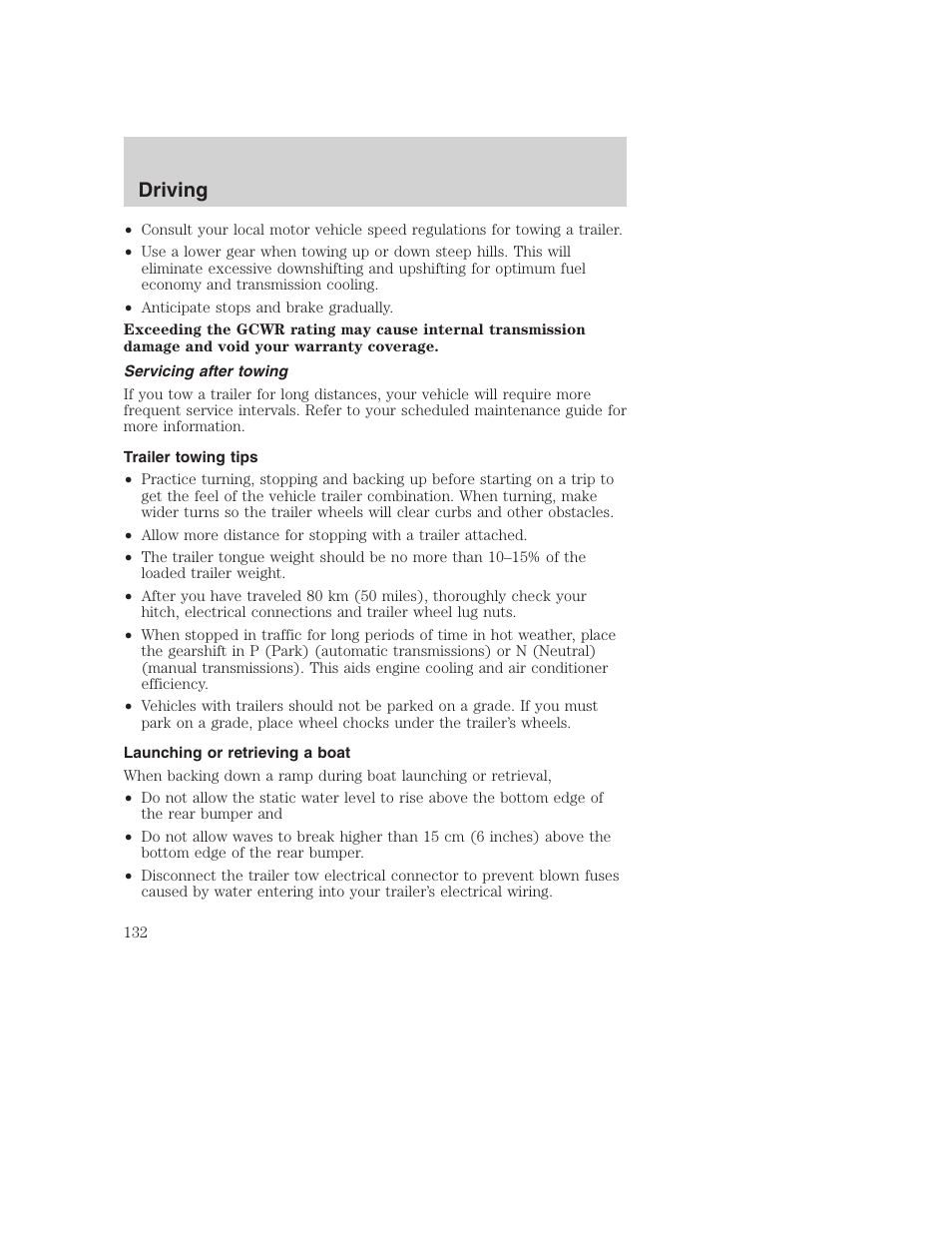 Driving | FORD 2000 Excursion User Manual | Page 132 / 232