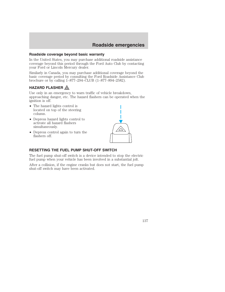 Roadside emergencies | FORD 2000 Excursion User Manual | Page 137 / 232