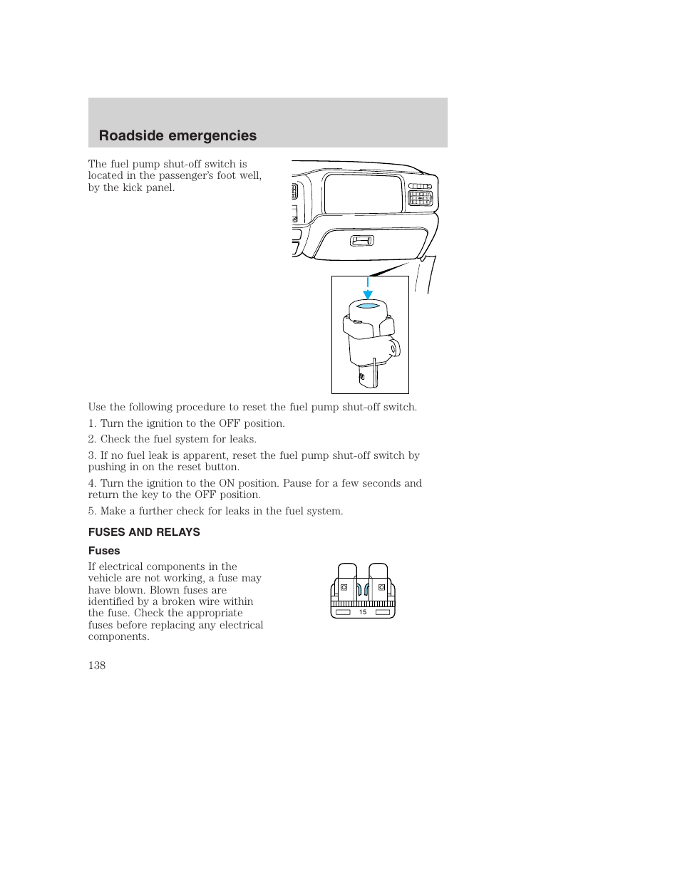 Roadside emergencies | FORD 2000 Excursion User Manual | Page 138 / 232