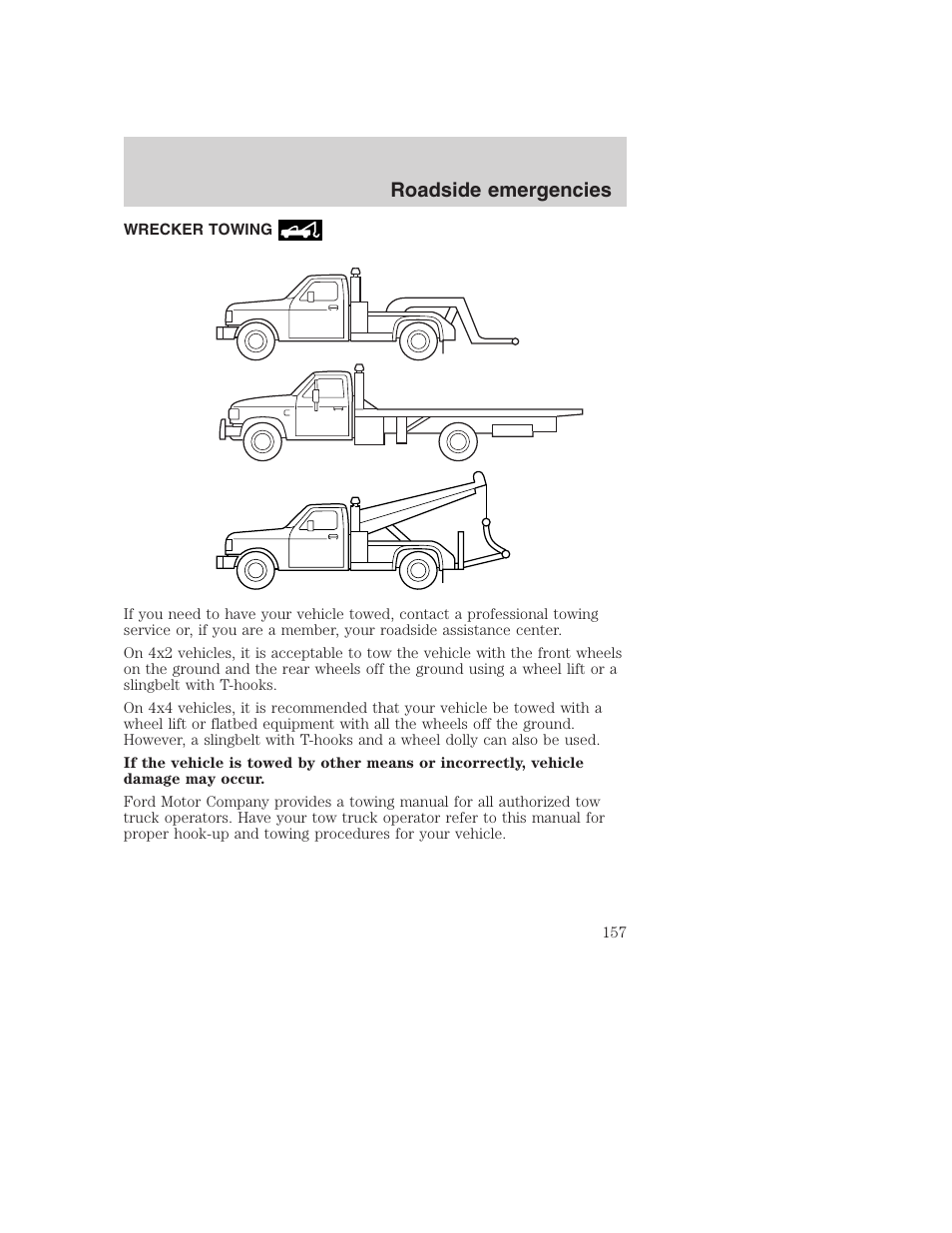 Roadside emergencies | FORD 2000 Excursion User Manual | Page 157 / 232