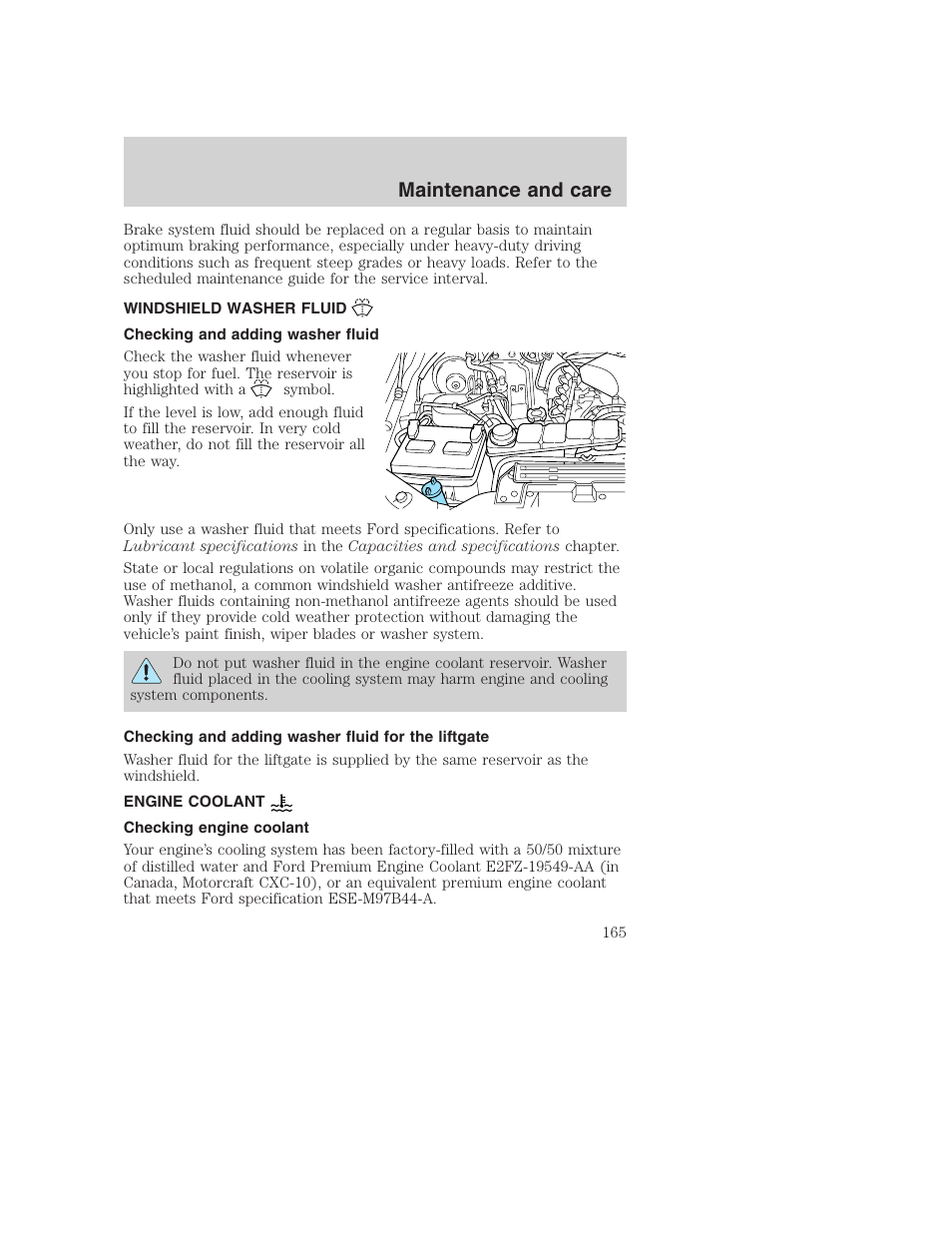 Maintenance and care | FORD 2000 Excursion User Manual | Page 165 / 232