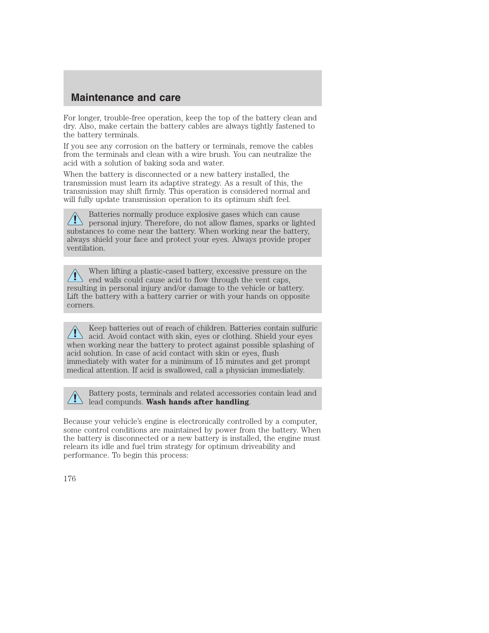 Maintenance and care | FORD 2000 Excursion User Manual | Page 176 / 232