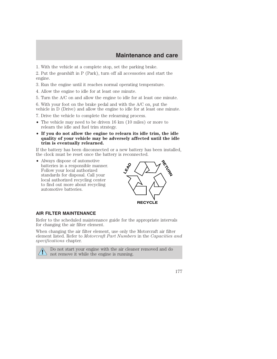 Maintenance and care | FORD 2000 Excursion User Manual | Page 177 / 232
