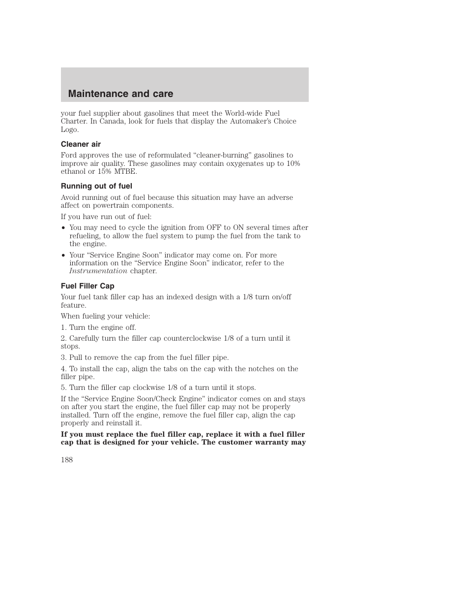 Maintenance and care | FORD 2000 Excursion User Manual | Page 188 / 232