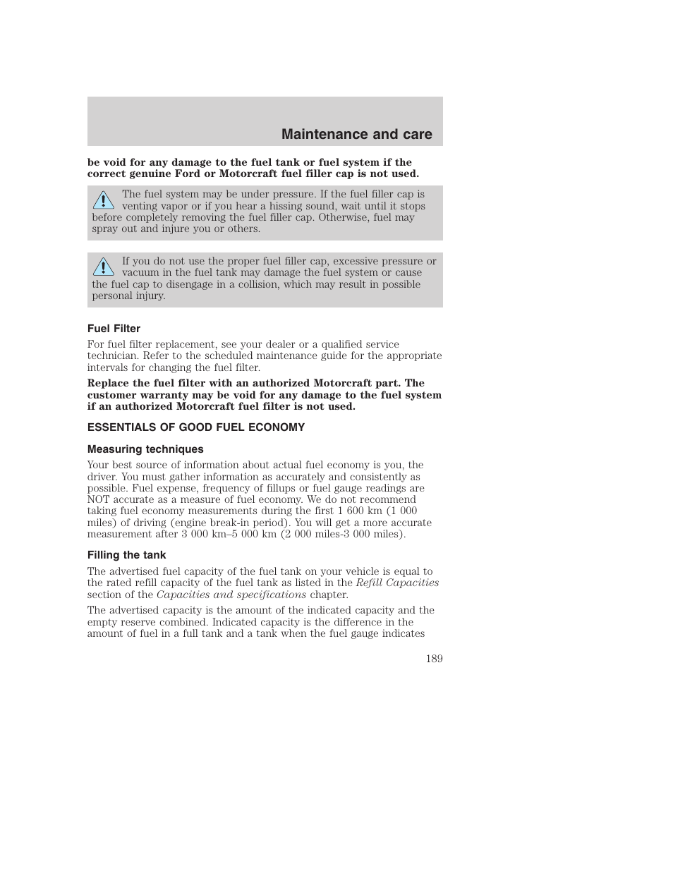 Maintenance and care | FORD 2000 Excursion User Manual | Page 189 / 232