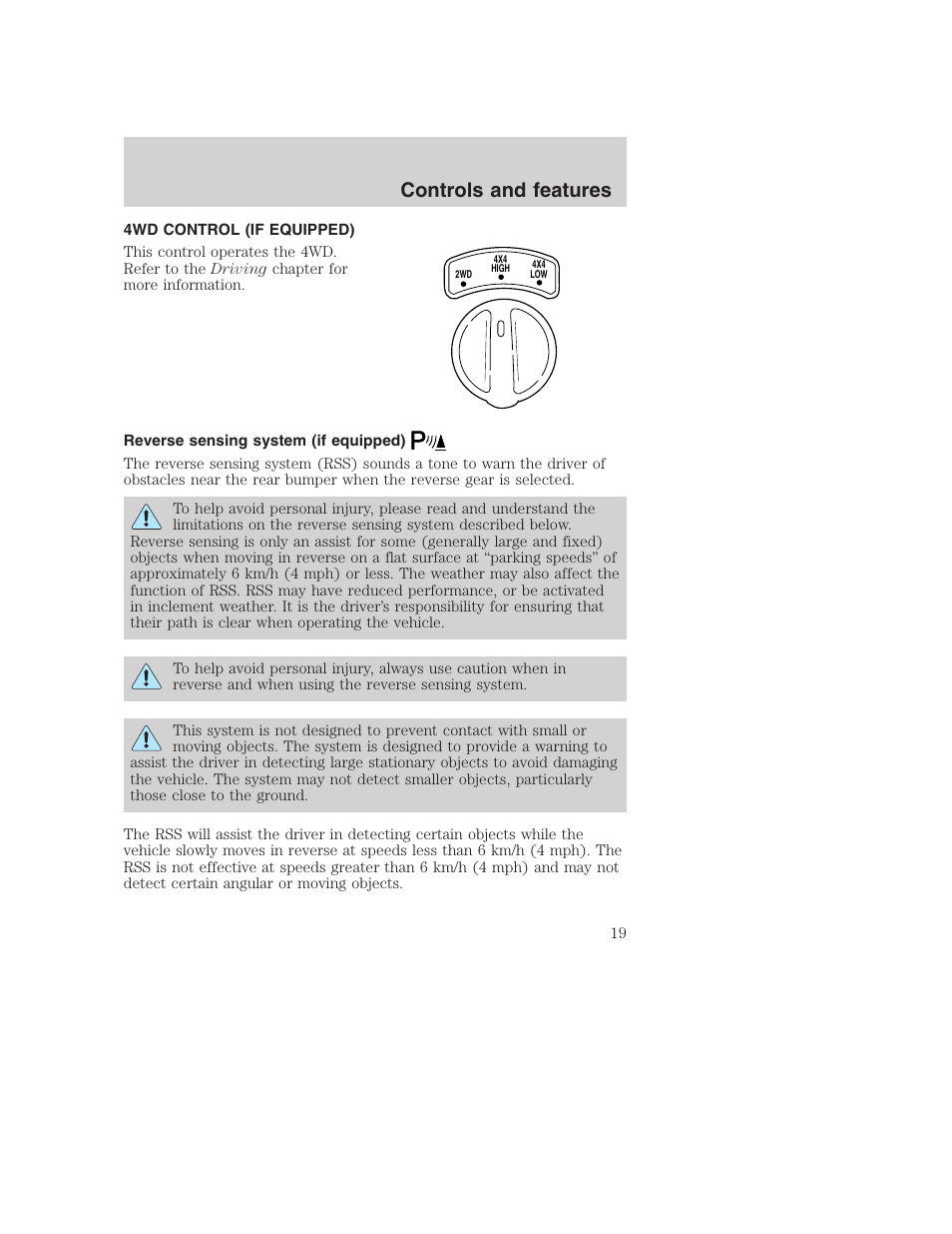 Controls and features | FORD 2000 Excursion User Manual | Page 19 / 232