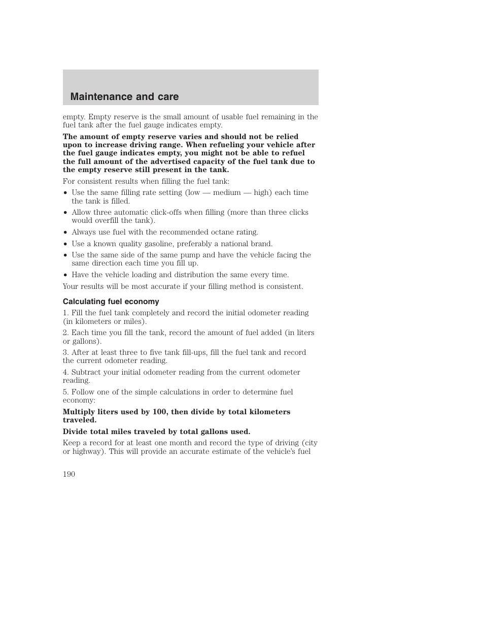 Maintenance and care | FORD 2000 Excursion User Manual | Page 190 / 232