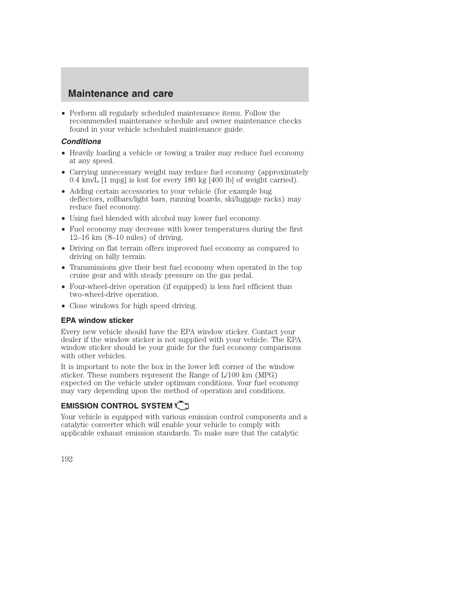 Maintenance and care | FORD 2000 Excursion User Manual | Page 192 / 232