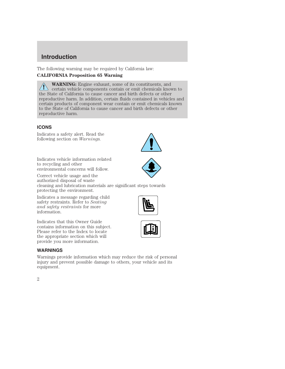 Introduction | FORD 2000 Excursion User Manual | Page 2 / 232