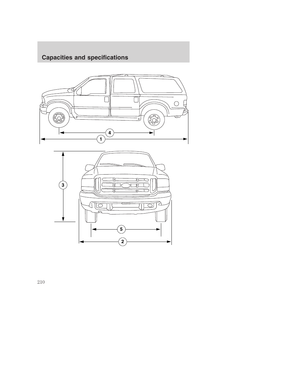 Capacities and specifications | FORD 2000 Excursion User Manual | Page 210 / 232