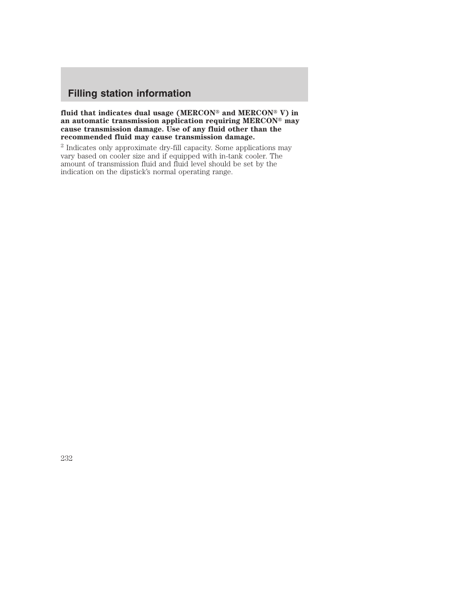 Filling station information | FORD 2000 Excursion User Manual | Page 232 / 232