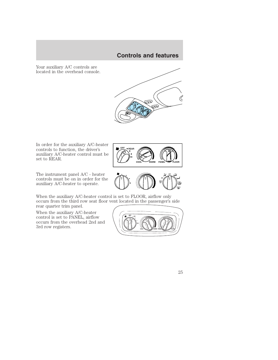 Controls and features | FORD 2000 Excursion User Manual | Page 25 / 232