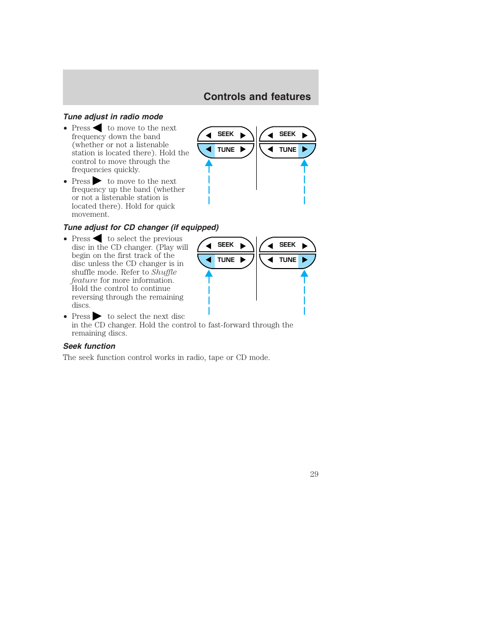 Controls and features | FORD 2000 Excursion User Manual | Page 29 / 232