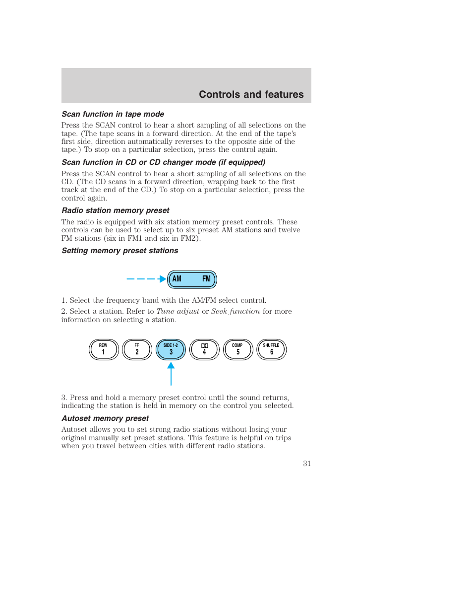 Controls and features | FORD 2000 Excursion User Manual | Page 31 / 232