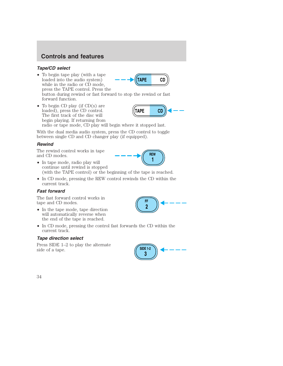 Controls and features | FORD 2000 Excursion User Manual | Page 34 / 232