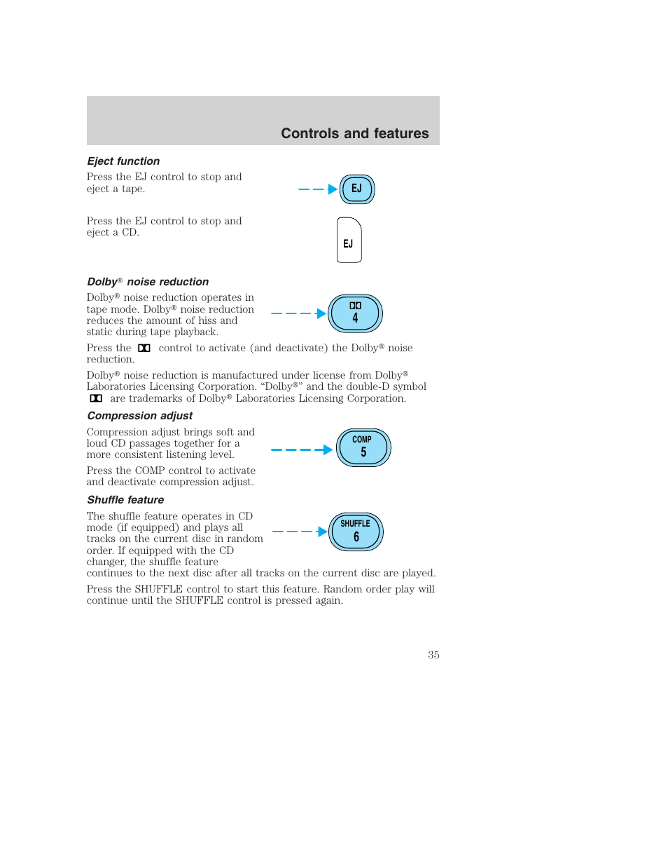 Controls and features | FORD 2000 Excursion User Manual | Page 35 / 232