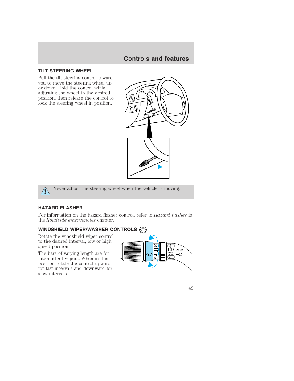 Controls and features | FORD 2000 Excursion User Manual | Page 49 / 232