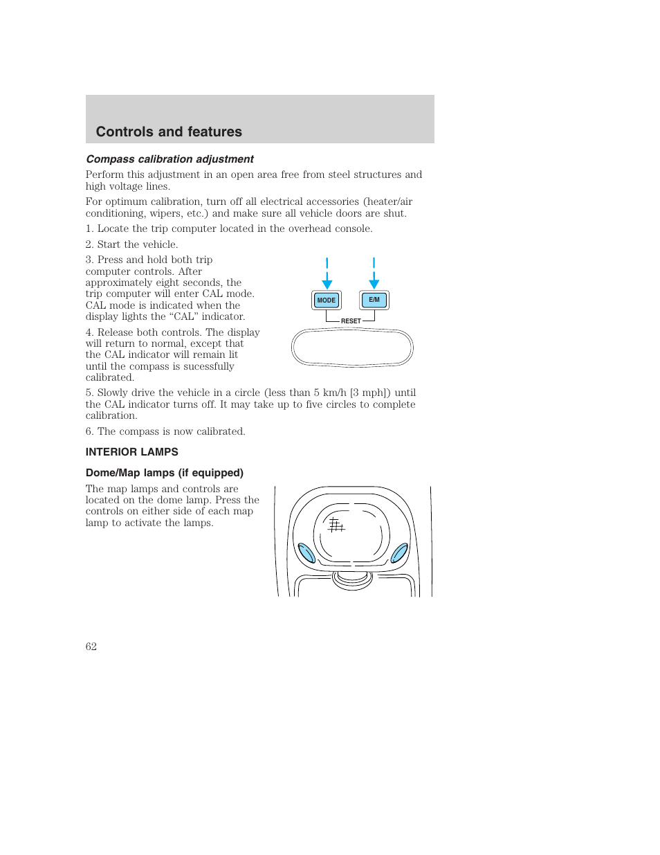 Controls and features | FORD 2000 Excursion User Manual | Page 62 / 232