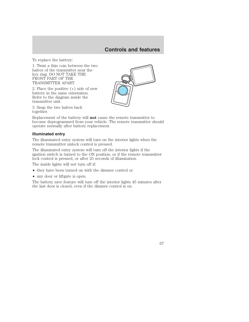 Controls and features | FORD 2000 Excursion User Manual | Page 67 / 232