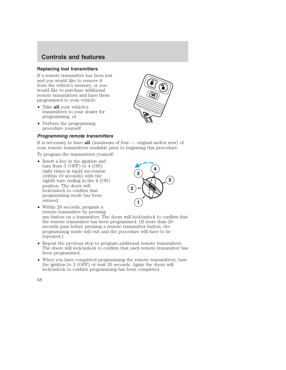 Controls and features | FORD 2000 Excursion User Manual | Page 68 / 232