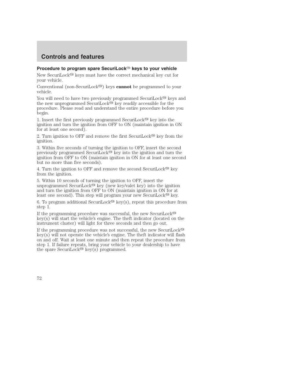 Controls and features | FORD 2000 Excursion User Manual | Page 72 / 232
