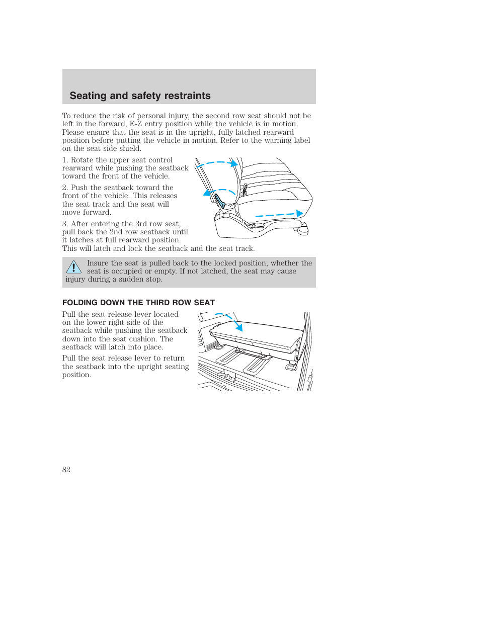 Seating and safety restraints | FORD 2000 Excursion User Manual | Page 82 / 232