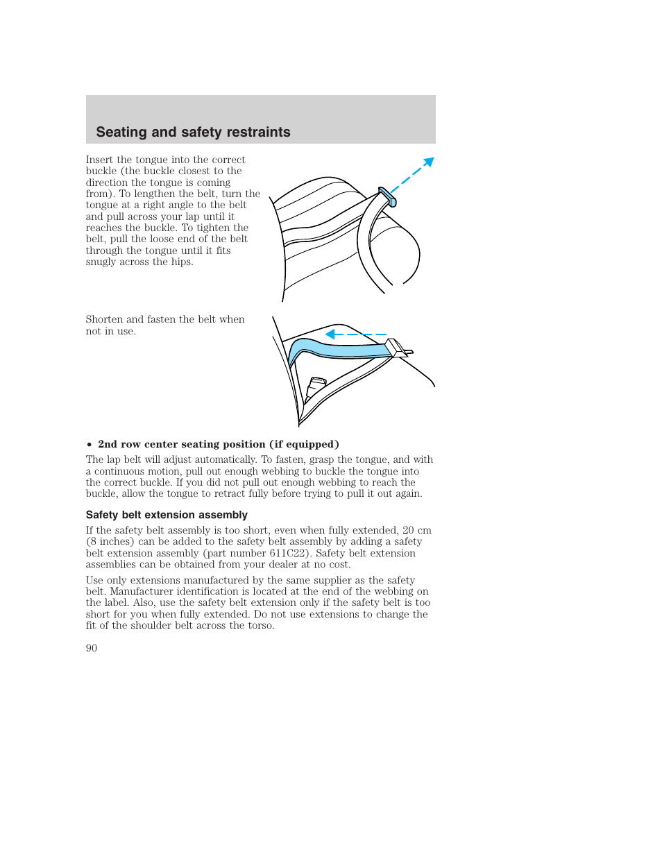 Seating and safety restraints | FORD 2000 Excursion User Manual | Page 90 / 232