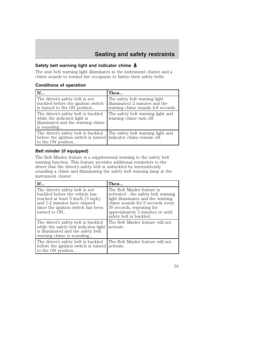 Seating and safety restraints | FORD 2000 Excursion User Manual | Page 91 / 232