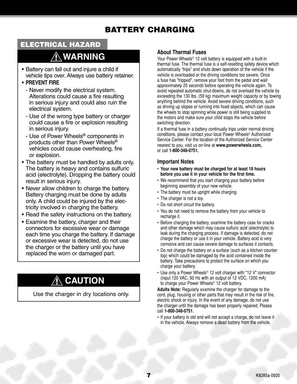 Warning, Caution, Battery charging | Electrical hazard | FORD F-150 K8285 User Manual | Page 7 / 28