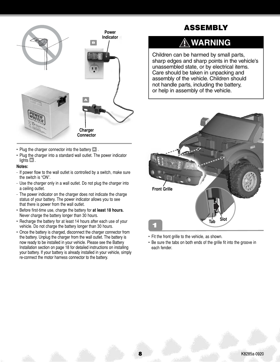 Warning, Assembly | FORD F-150 K8285 User Manual | Page 8 / 28