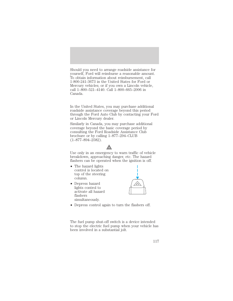 Roadside emergencies | FORD 2000 Mustang User Manual | Page 117 / 224