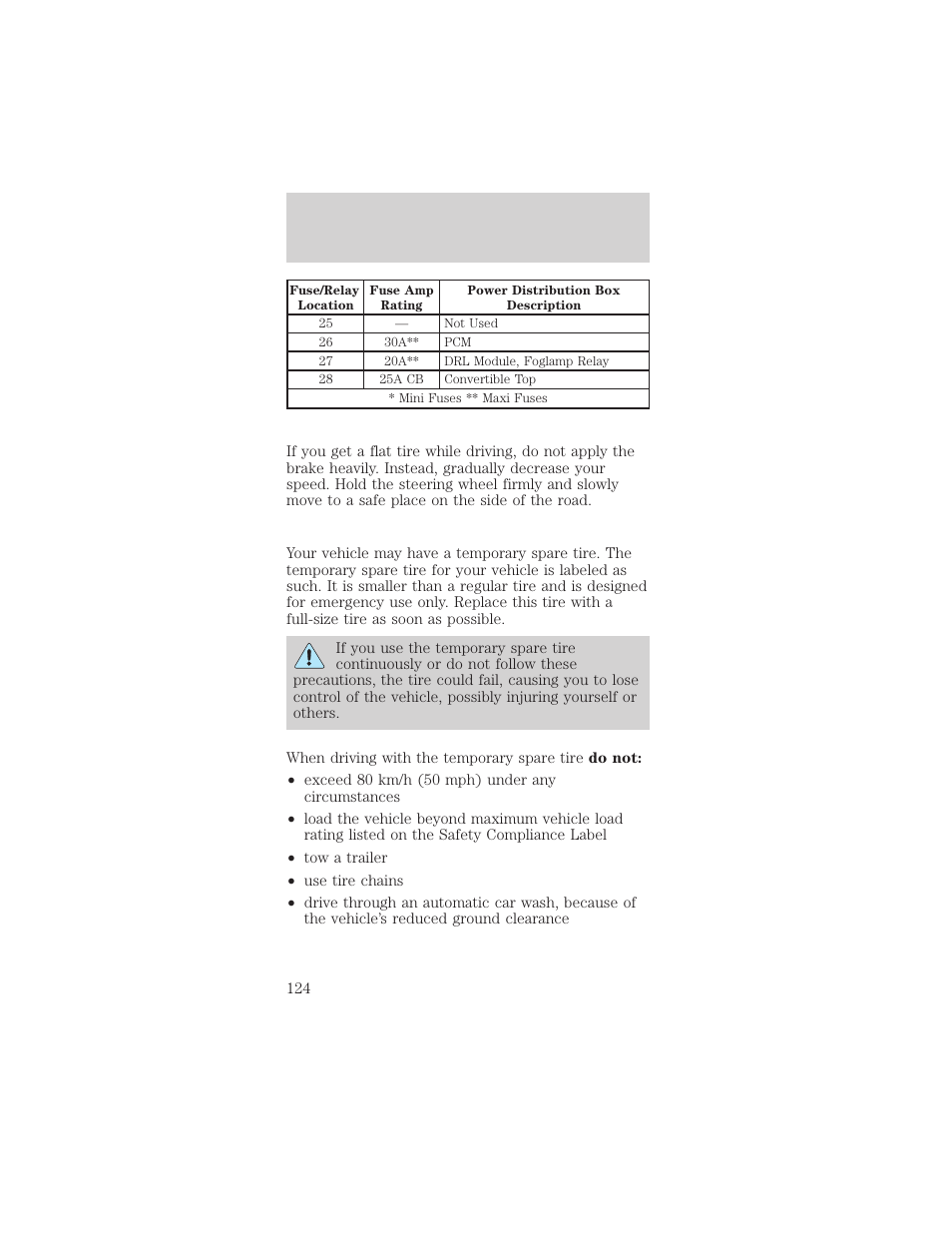 Roadside emergencies | FORD 2000 Mustang User Manual | Page 124 / 224