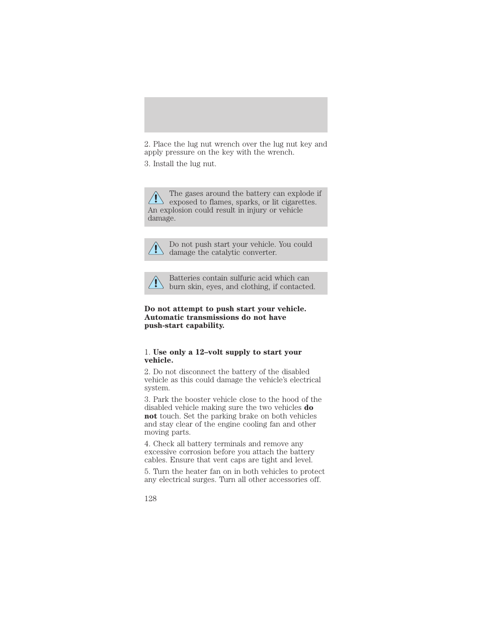 Roadside emergencies | FORD 2000 Mustang User Manual | Page 128 / 224