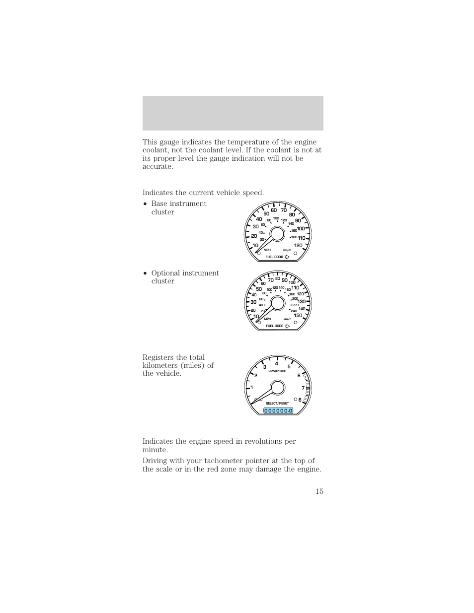 Instrumentation | FORD 2000 Mustang User Manual | Page 15 / 224