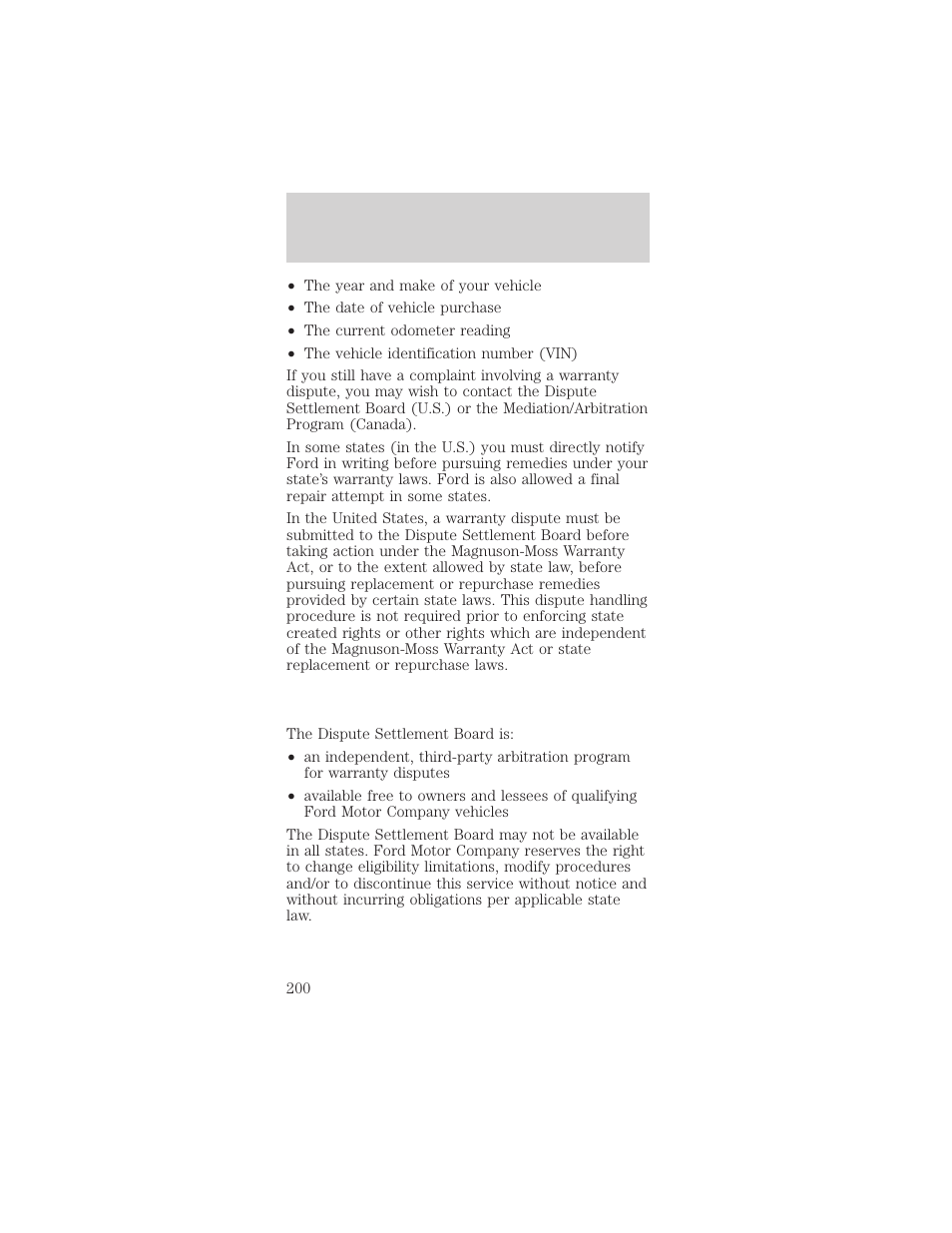 Customer assistance | FORD 2000 Mustang User Manual | Page 200 / 224
