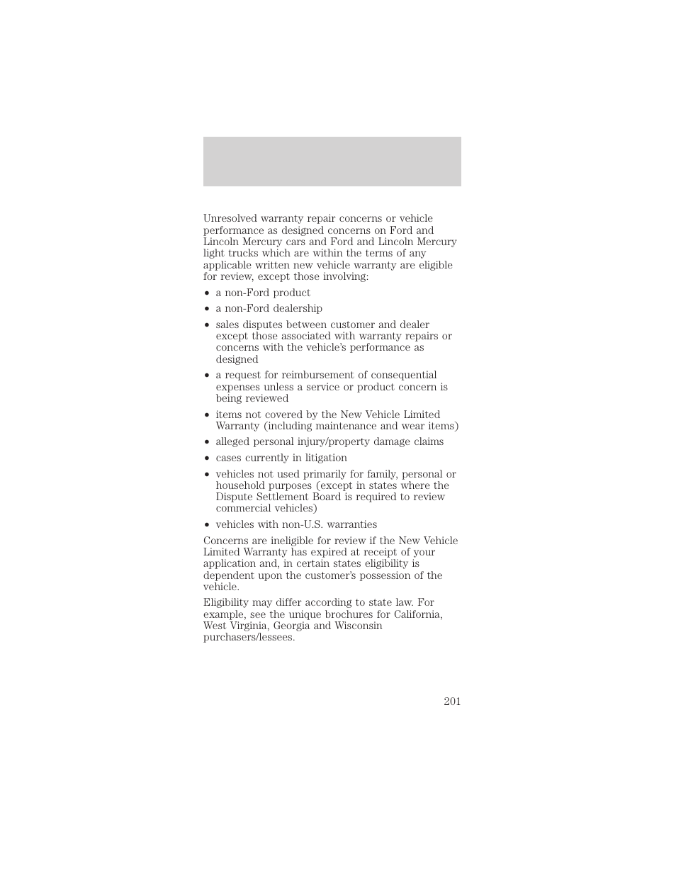 Customer assistance | FORD 2000 Mustang User Manual | Page 201 / 224