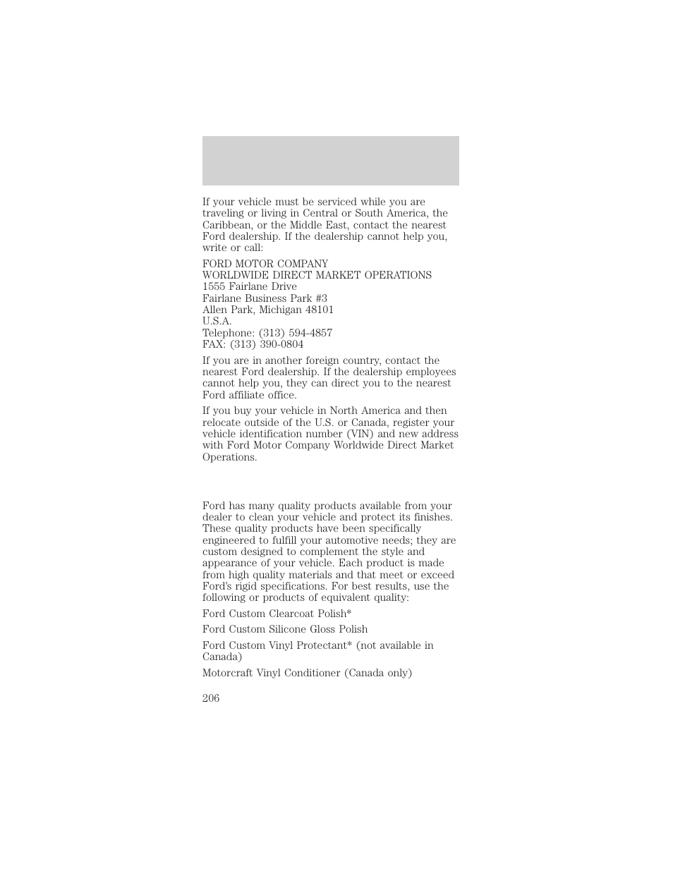 Customer assistance | FORD 2000 Mustang User Manual | Page 206 / 224