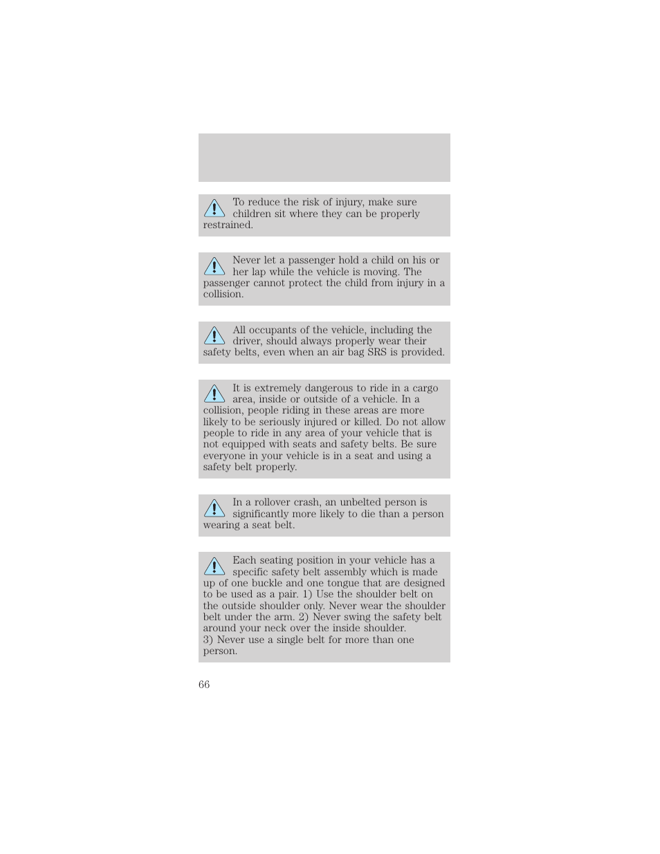 Seating and safety restraints | FORD 2000 Mustang User Manual | Page 66 / 224