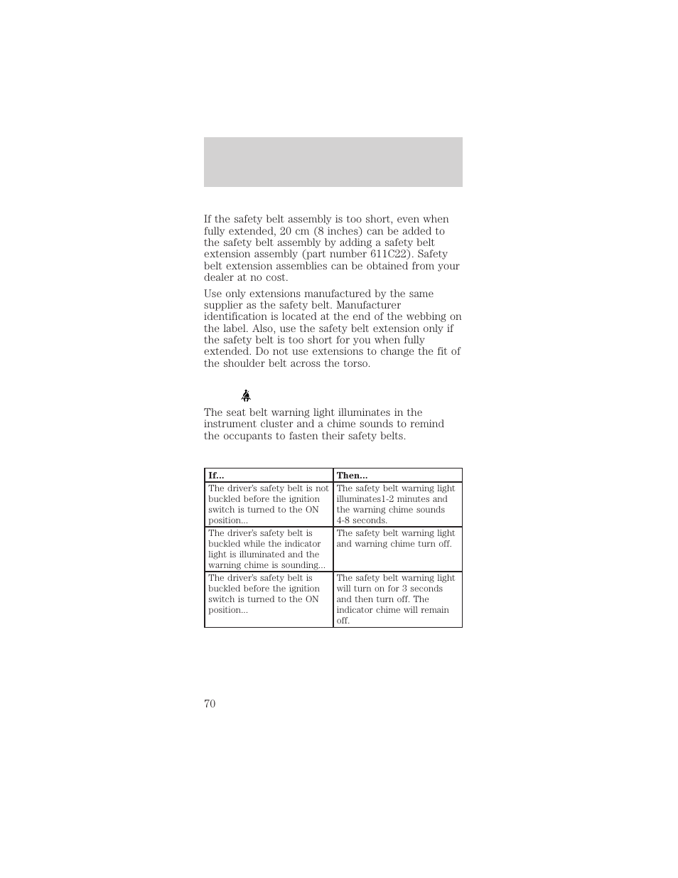 Seating and safety restraints | FORD 2000 Mustang User Manual | Page 70 / 224